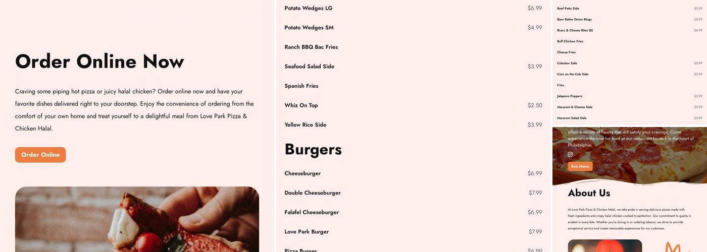 Love Park Pizza & Chicken Halal Menu