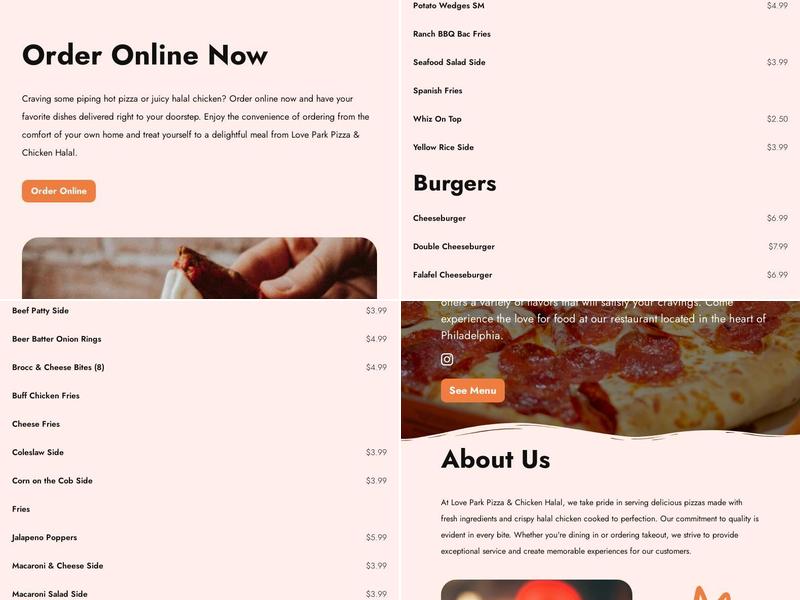 Love Park Pizza & Chicken Halal Menu