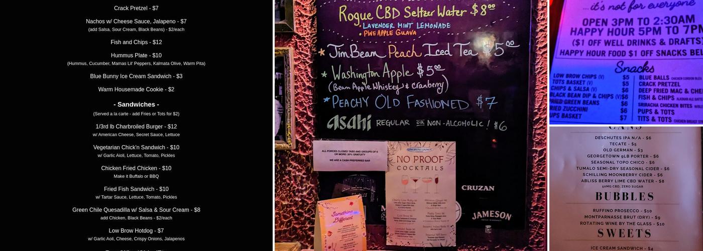 Low Brow Lounge Menu