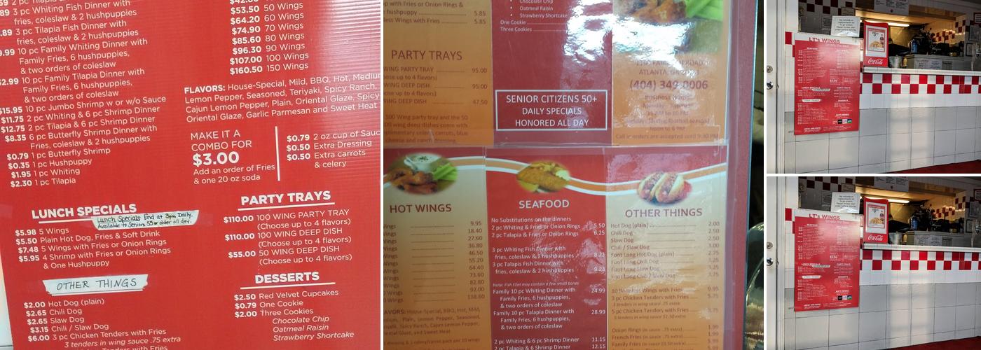 L T's Wings Menu