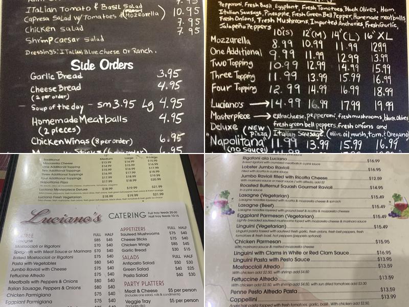Lucianos Ristorante Menu