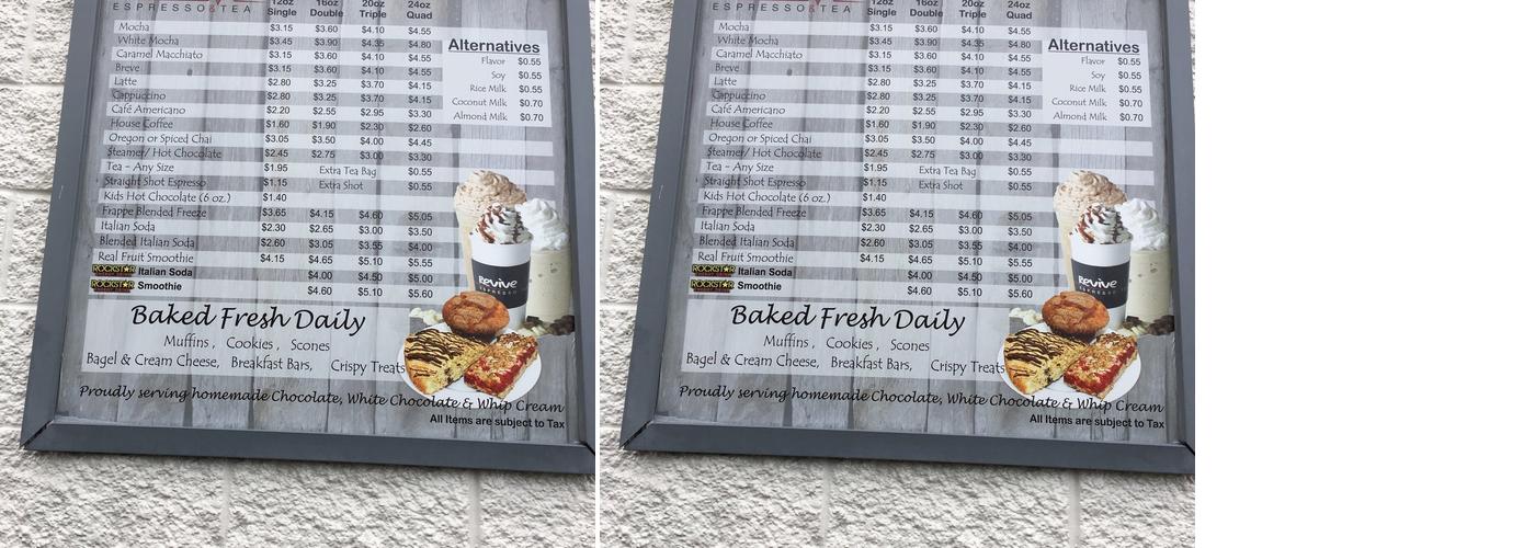 Revive Espresso & Tea Menu