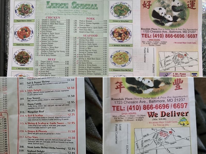Lucky Express Menu