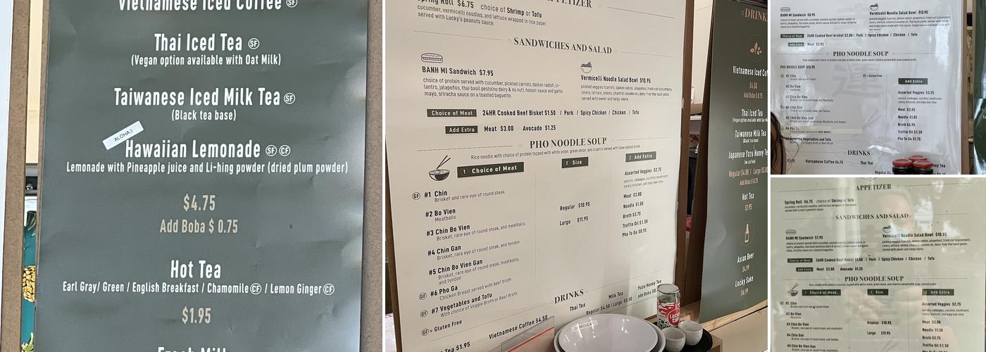 Lucky's Pho Menu