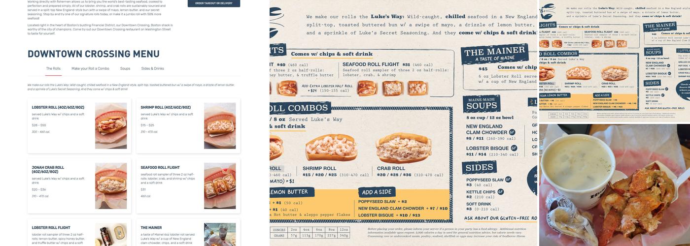 Luke's Lobster Downtown Crossing Menu