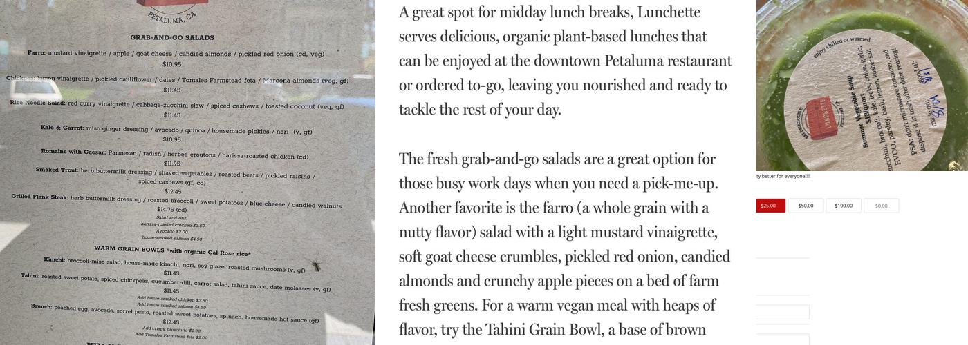 Lunchette Menu