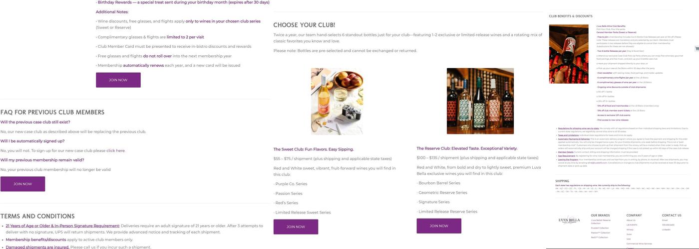 L'uva Bella Winery Menu