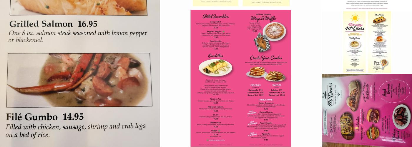 M'Dears Menu