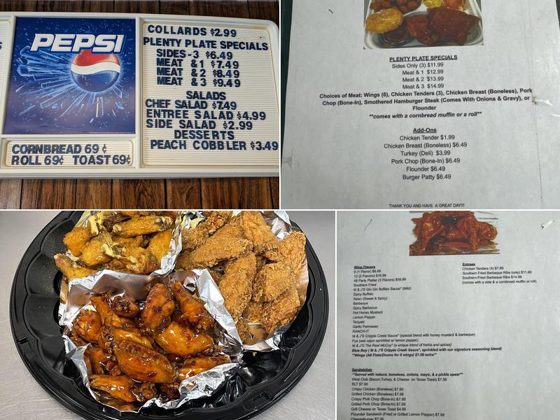 M & J'S Wings & Plenty Menu