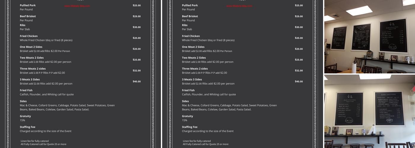 Mabel's Barbeque Menu