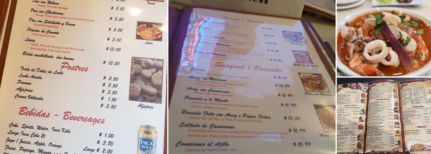 Machupicchu Restaurant II Menu