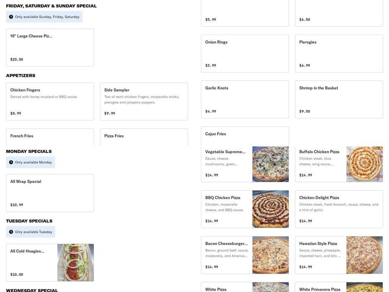 Mad Greek's Pizza and Catering Menu