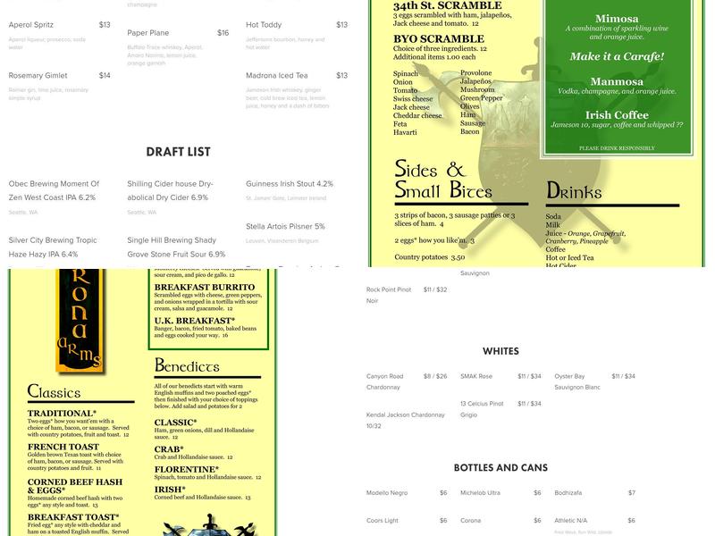Madrona Arms Menu