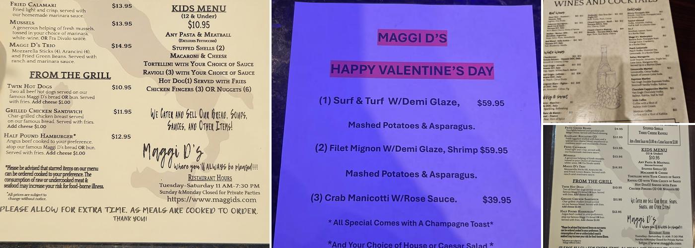Maggi D's Menu
