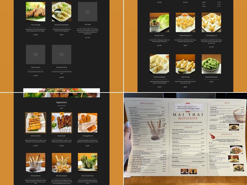 Mai Thai Restaurant Menu