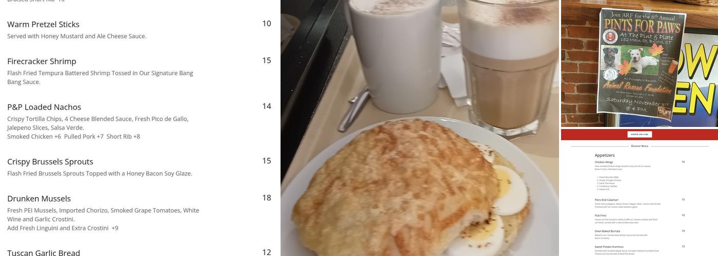 Main Street Pint & Plate Menu