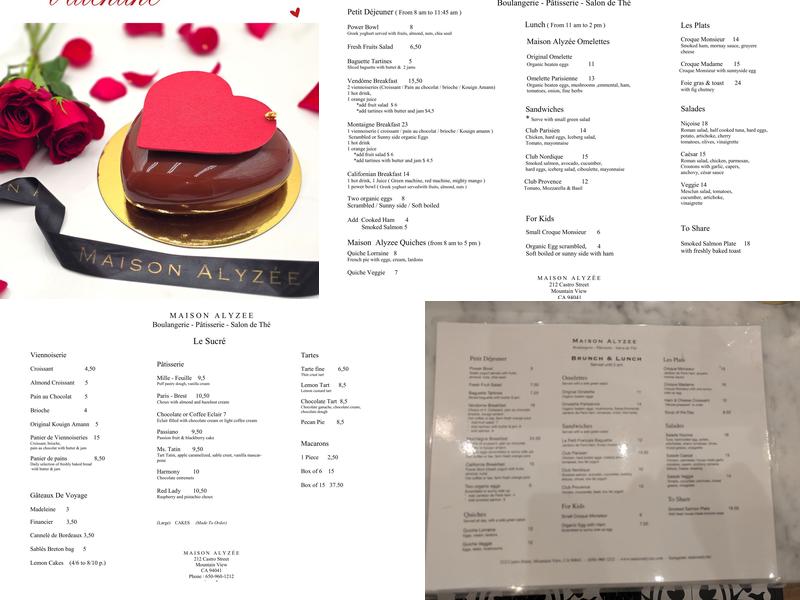 Maison Alyzée Menu
