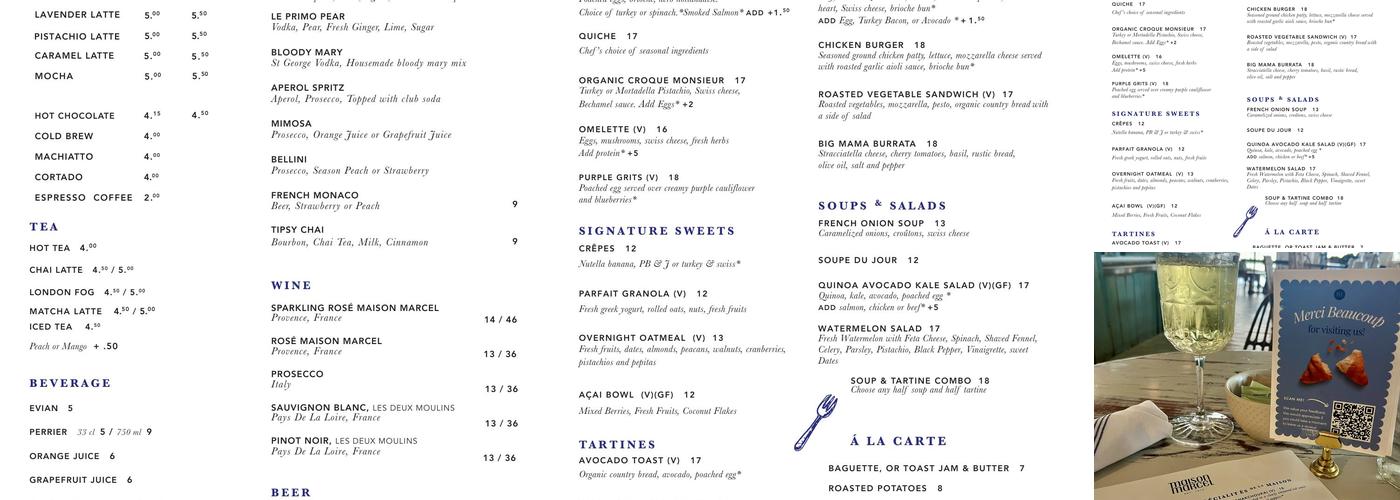 Maison Marcel Menu