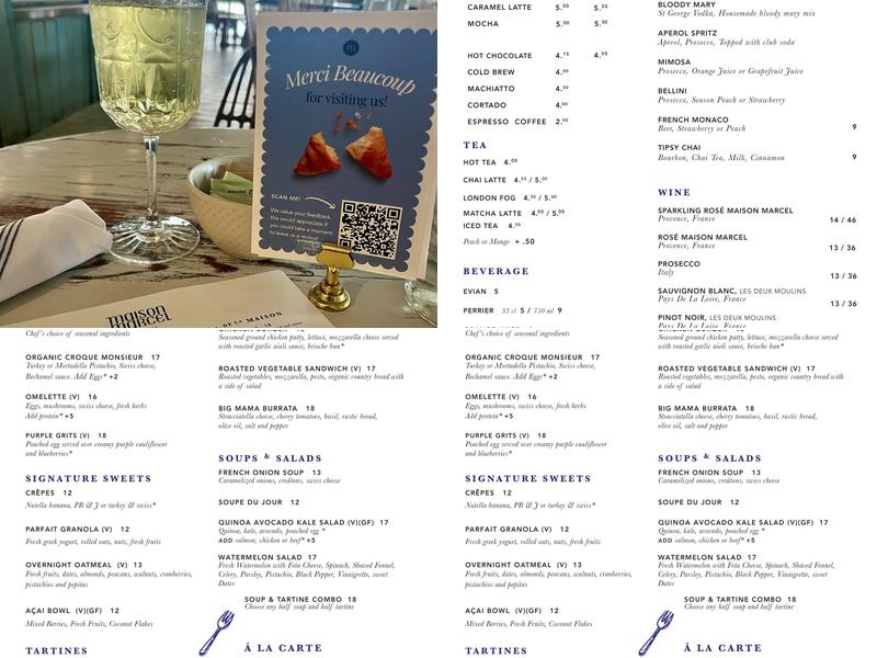 Maison Marcel Menu