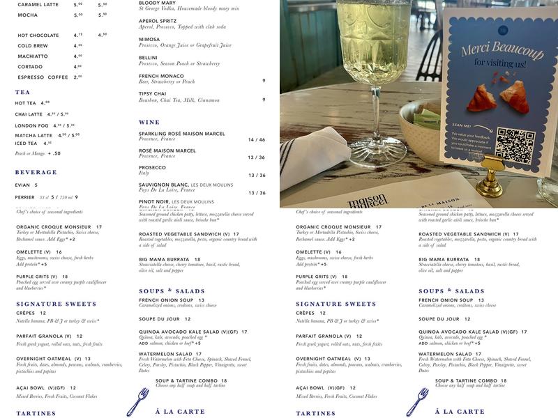 Maison Marcel Menu