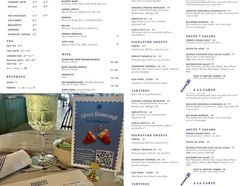Maison Marcel Menu