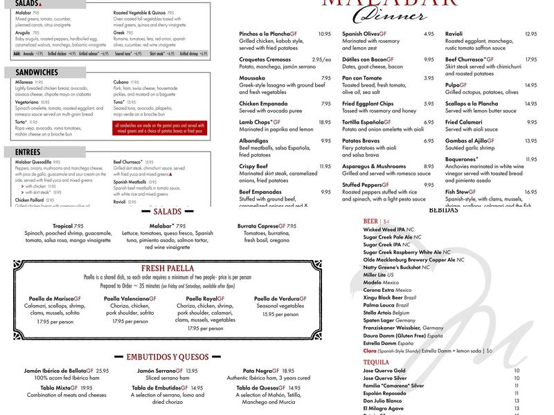 Malabar Menu