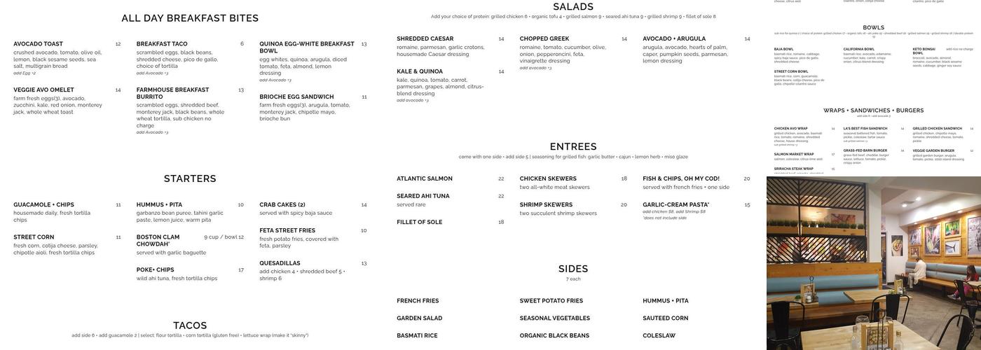 Malibu Eatery Menu