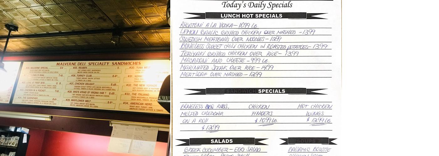 Malverne Deli Menu