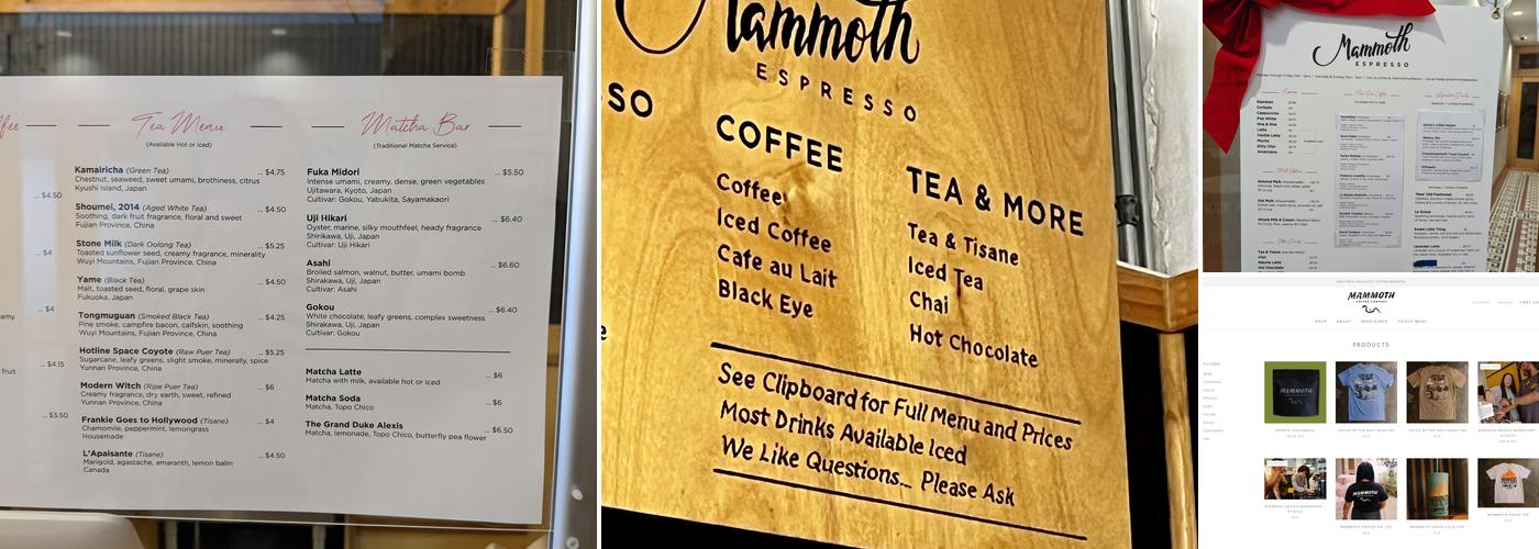Mammoth Espresso Menu