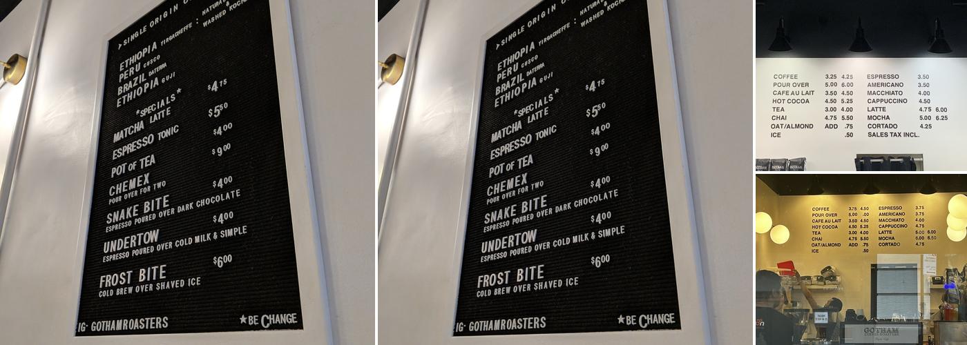 Gotham Coffee Roasters Menu