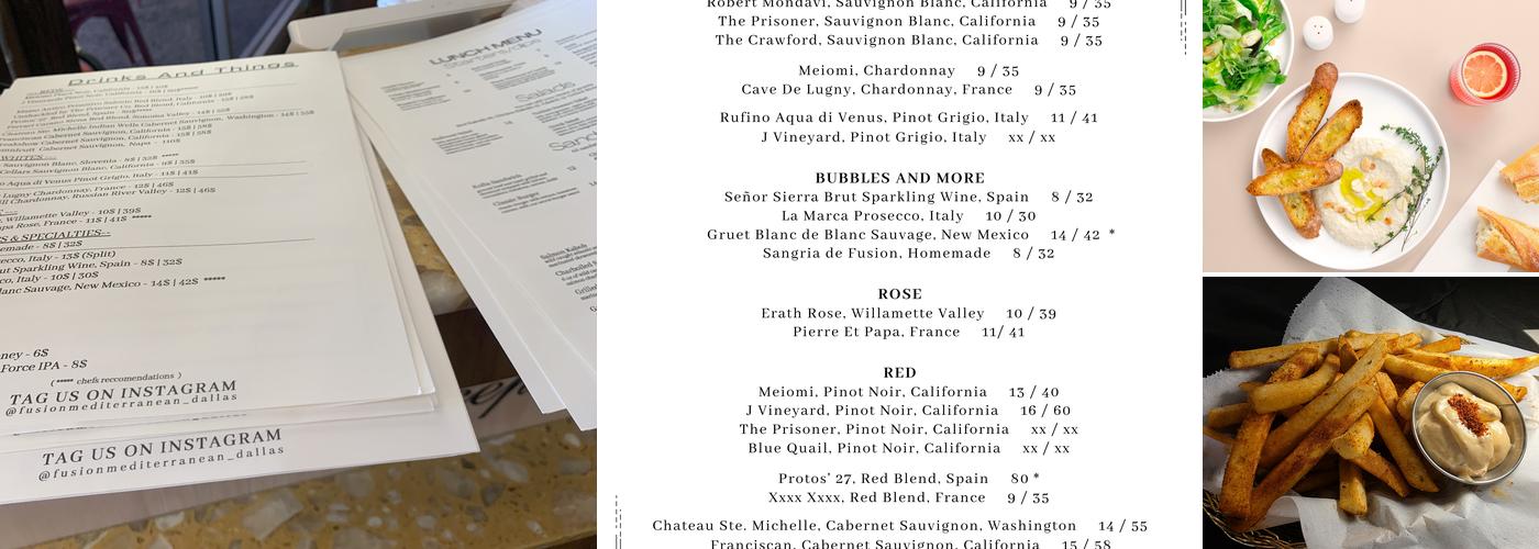 Fusion Mediterranean Grill & Bar Menu