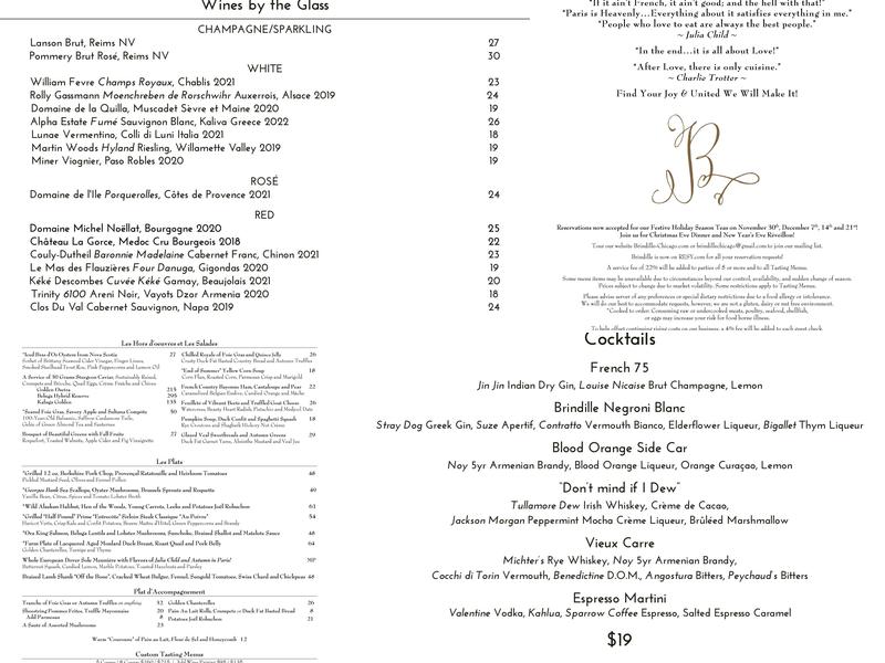 Brindille Menu