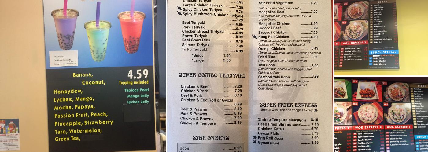 Manna Teriyaki Menu