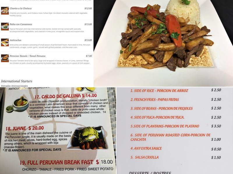 MANOS PERUANAS RESTAURANT Menu