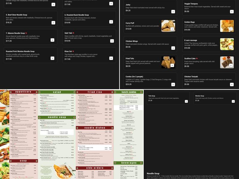 Manow Thai Kitchen Menu