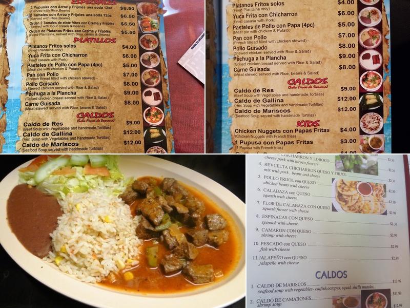 Maria's pupuseria restaurante Menu