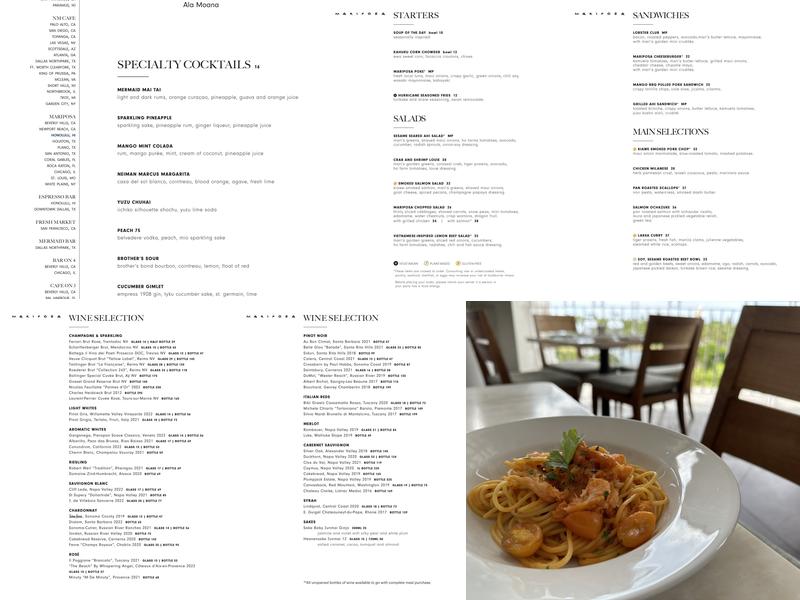 Mariposa Menu