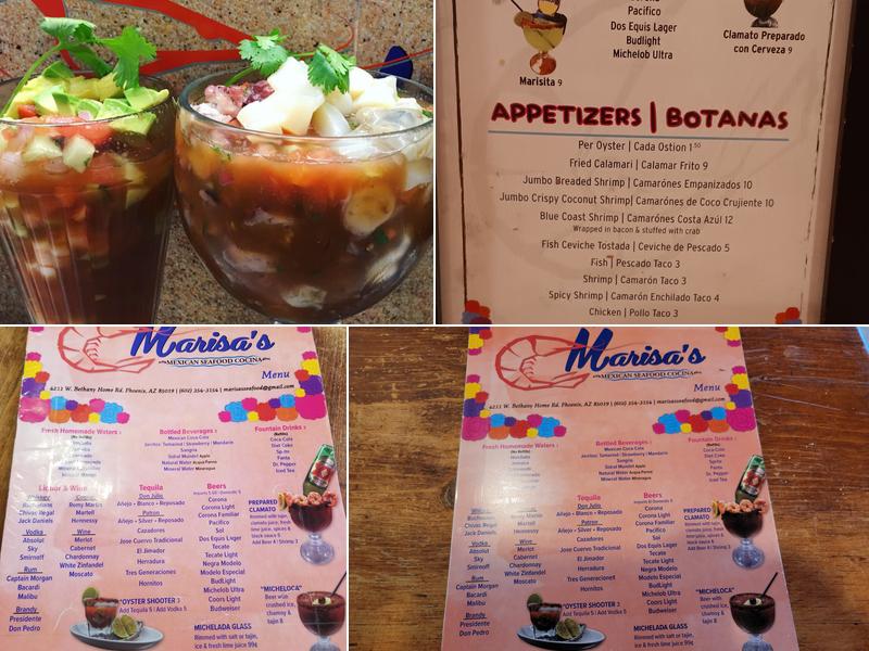 Marisa's Mexican Seafood Cocina Menu