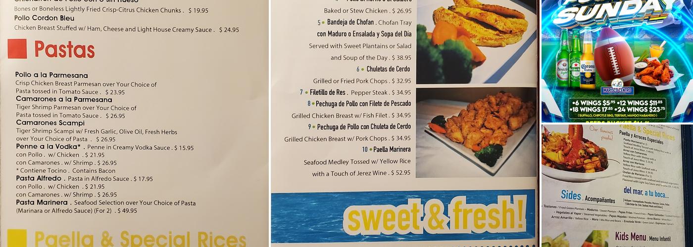 Marisco Centro Menu
