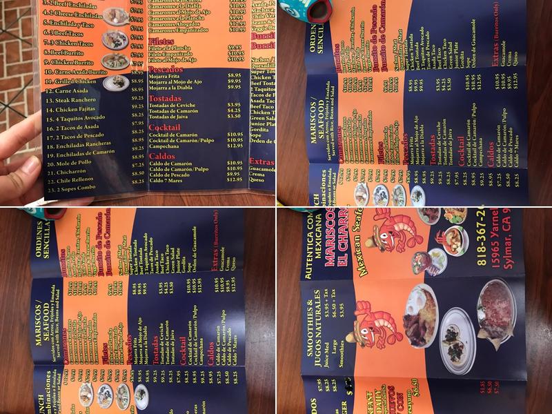 Mariscos El Charro Menu
