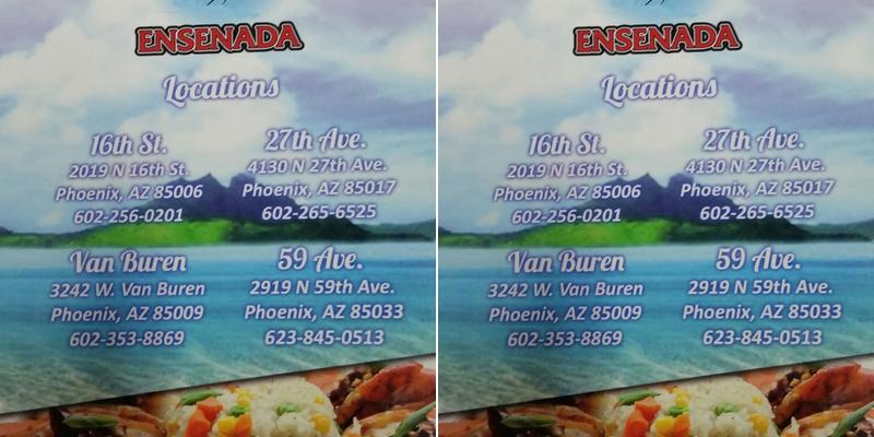 Mariscos Ensenada Menu