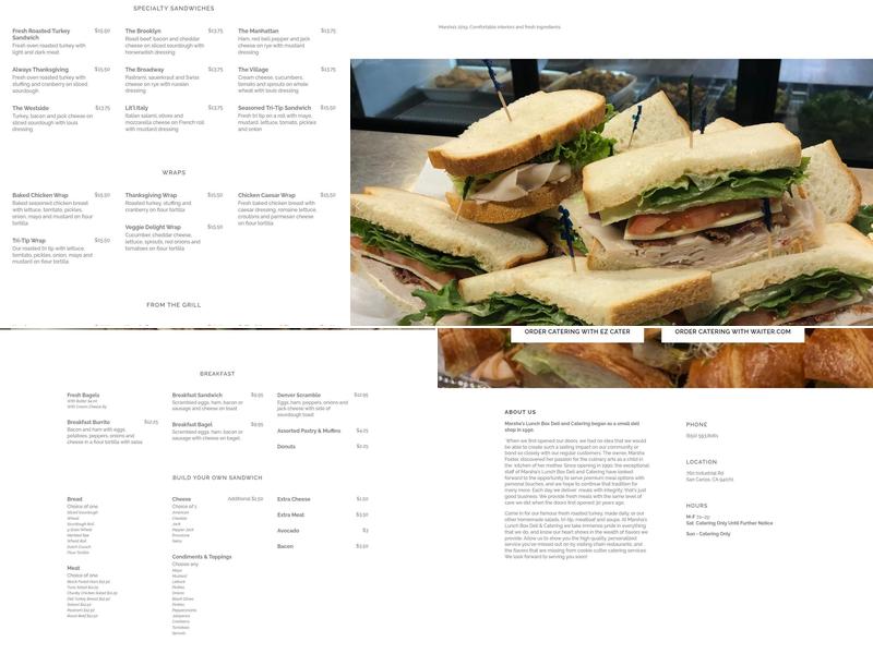 Marsha's Lunchbox Menu