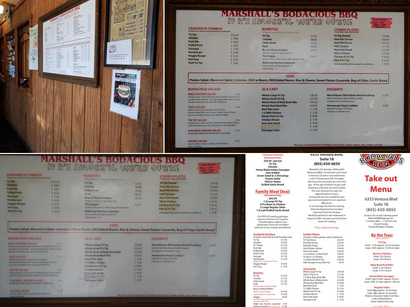 Marshall's Bodacious BBQ Menu
