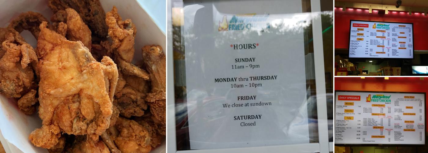 Maryland Fried Chicken Menu