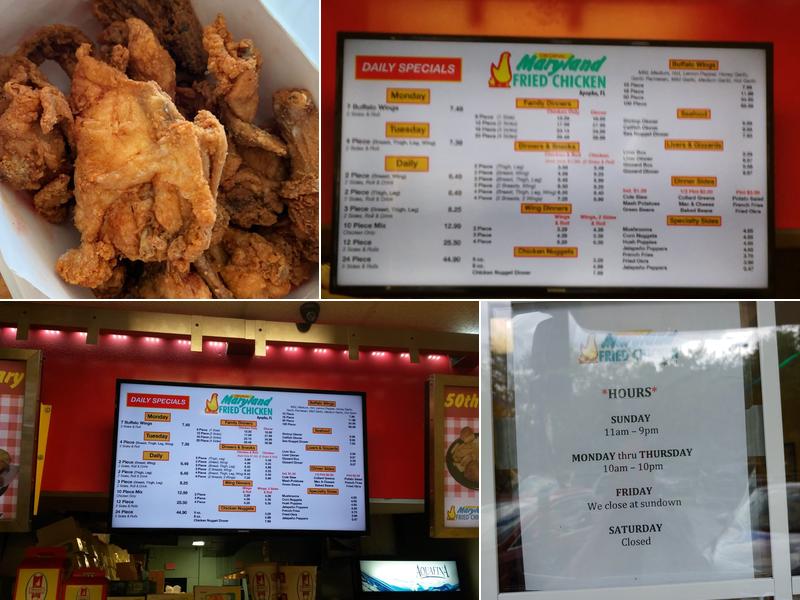 Maryland Fried Chicken Menu