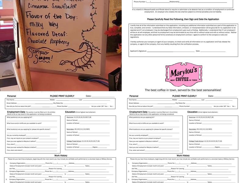 Marylou's Coffee Menu