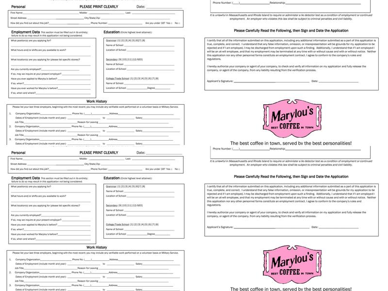 Marylou's Coffee Menu