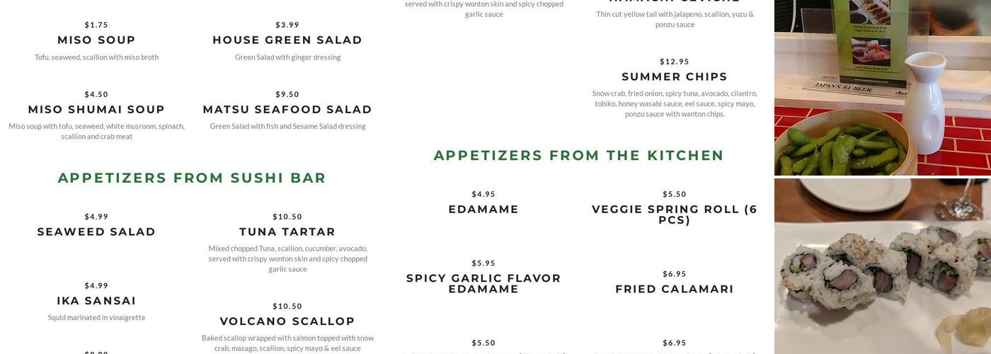 Matsu Sushi Bar Menu