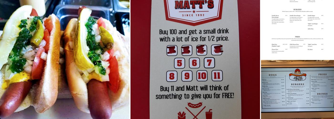 Matt's Famous Chili Dogs Menu