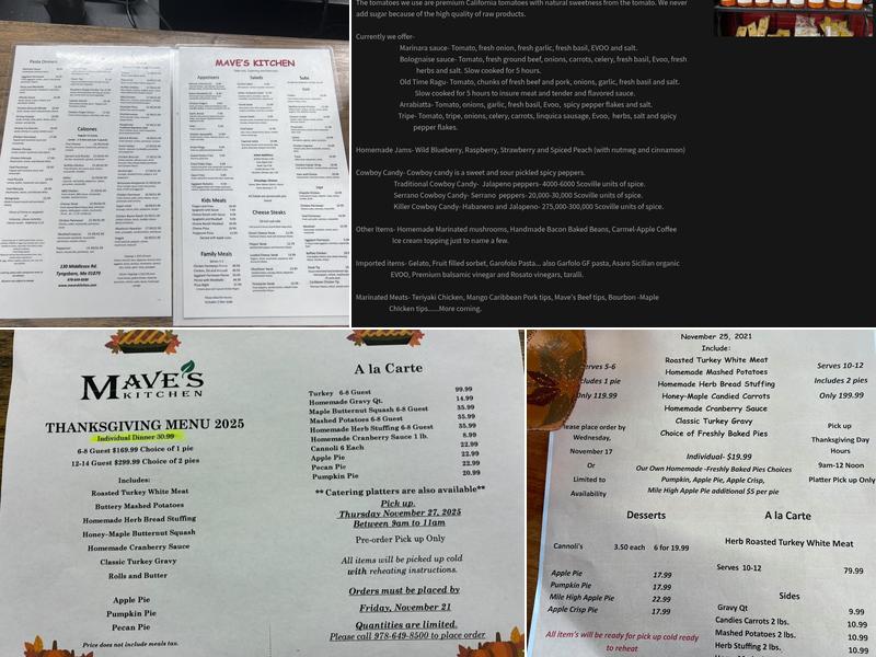 MAVE's Kitchen Menu